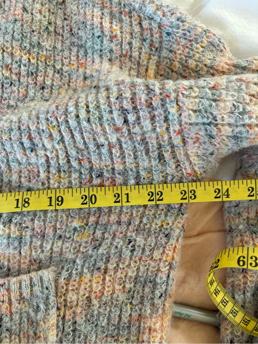BB Dakota Ivory Pink Blue V-Neck Chunky Knit Ribbed Cardigan Academia Teacher M‎